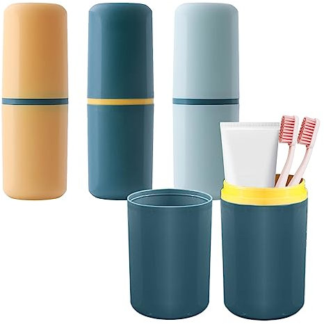 Nizirioo Brosse a Dent Plastique, 3 Pièces Gobelet à Dents Plastique, Réutilisable Incassable Flexible Portable Gobelet Brosse à Dent étui à Brosse à Dents pour Voyage, Famille, Camping, école