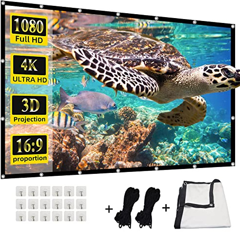 HUANYINGBJB - Pantalla de proyector frontal trasera 4K 16:9 HD, pantalla de proyección plegable, de doble cara, portátil, para interiores y exteriores, para cine en casa (200 pulgadas)