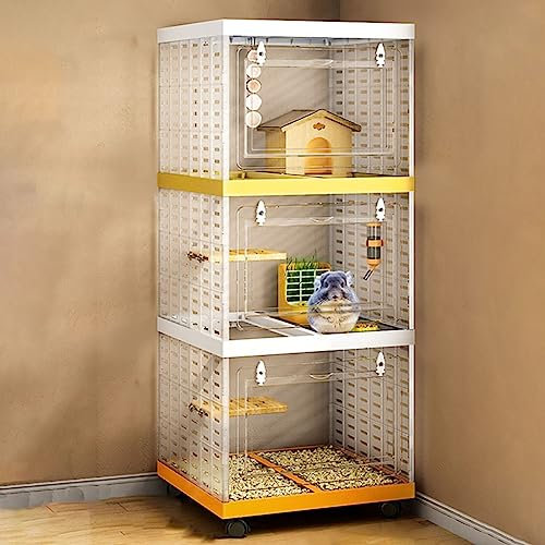Hasenkäfig für Den Innenbereich, Chinchillakäfig, Kleintierkäfig Meerschweinchen Käfig, Transparente Acrylplatte, Leicht Zu Bewegen, für Erwachsene Ratten/Frettchen/Chinchillas mit Zubehör ( Color : C