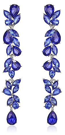 EVER FAITH Strass Kristall Kronleuchter baumeln Ohrringe Art Deco Marquise Teardrop lange baumeln Tropfen Ohrringe für Damen Braut Hochzeit Prom Klar Silber-Ton