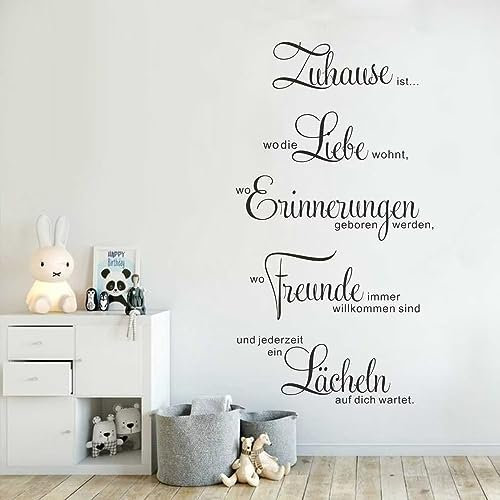 Wandtattoo Sprüche Schlafzimmer Wandsticker Wohnzimmer - Schwarze Wandtattoo Wohnzimmer Modern Wanddeko Schlafzimmer Familienregeln Wandaufkleber Wandtatoos Zum Kleben für Flur Küche (35 x 67 cm)