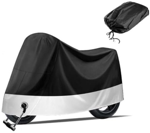 REHOOF Motorrad Schutzhülle, Outdoor Winterfest Moped Abdeckung, Motorradplane Wasserdicht Atmungsaktiv Mit Schlüsselloch, Sonnenschutz Motorrad-Sonnenschutztuch E,265x105x125CM