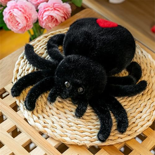 Hava Kolari 25cm Plüschtier für Kinder - Weiches, kuscheliges Stofftier - Lebensechte Spinne-SpielzeugSpielzeugpuppe Plüschtier für Kind (Schwarz)
