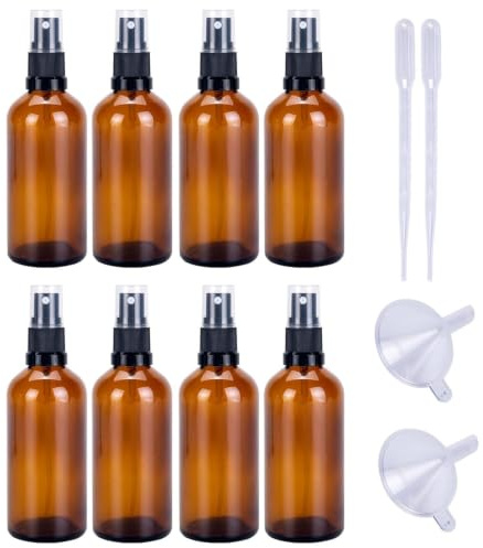 Sewokon Amber Glass Spray Bottles, 100ml Travel Size for Toiletries, Brown