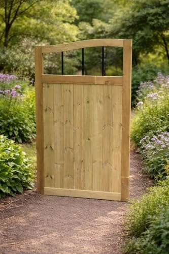 MD Carpentry Wooden Swan Neck TVG Garden Gate, Pressure Treated, 150cm High x 90cm Wide x 5cm Deep, Green