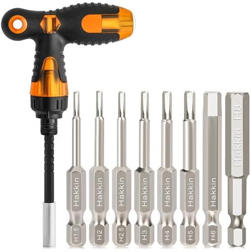 Allen Key Bit & Ratchet Screwdriver Set | Hakkin 8Pcs H1.5-H8 50mm Impact Hex Head Allen Wrench Drill Bits S2 Steel for Screwdriver, Impact Drill, Ratchet Wrench