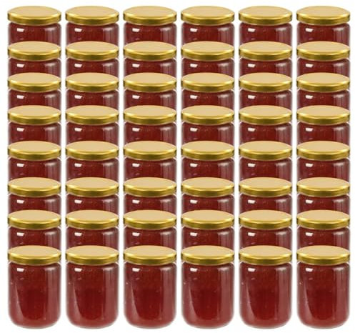 BaraSh Tarros de Mermelada de Vidrio con Tapa Dorada 48 uds 230 ml Tarros Yogurtera Tarros Cristal Hermeticos