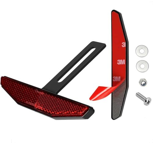 evermotor Catarifrangente Moto Trapezoidale, Staffa T Corta, 2 Pz | Omologato E4, Rosso, Bici, Quad