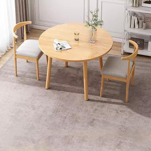 MTSYXYM Esstisch Set, Besprechungstisch mit Stühlen, rundes Büroschreibtisch- und Stuhlset,mit 2 Stühlen, einfaches Holzdesign, für Wohnzimmer und Küchenablage usw. geeignet.(Natural,70 * 70 * 75cm)