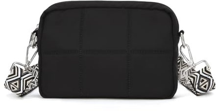 Jywmsc Gesteppte Umhängetaschen für Damen, Kleine Umhängetasche, Leichte Puffer-Schultertasche aus Nylon mit Verstellbarem Gitarrengurt