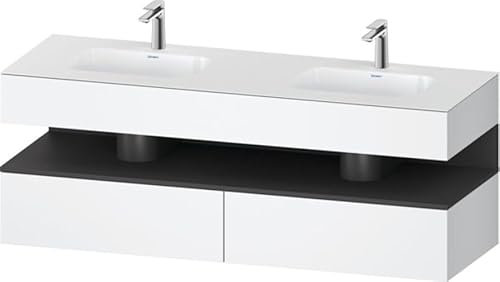 Duravit Qatego lavabo encastré avec meuble sous-lavabo en console, 1600x550x600mm, niche graphite mat, lavabo double, QA4797049180000, Couleur: blanc