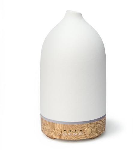SALUBRITO Keramik Aroma Diffuser, Weiß Diffusor für Ätherische Öle, Ultraschall Duftöl Diffuser, Aromatherapie Diffusor für Duftöle, BPA Frei, Geschenk für Frauen