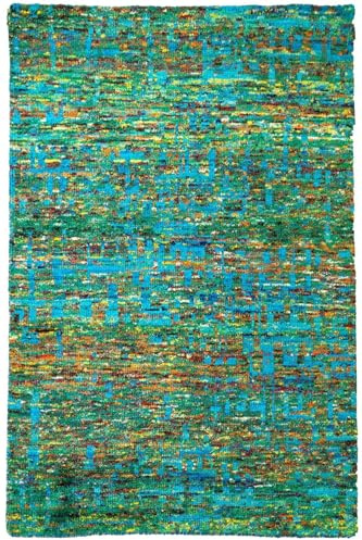 Rug Studios Teppich Queen | Farbe: Grün | Größe: 80 x 150 cm | Uni | Uni | glamourös | elegant | Wohnzimmer | Schlafzimmer | strapazierfähig und leicht zu reinigen