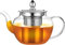 PluieSoleil Glass Teapot with Infuser, Tea Pot Strainer for Loose Tea Leaf, Large Teapot Set, Cleaning Brush, Bamboo Coaster, Removable Mesh Filter