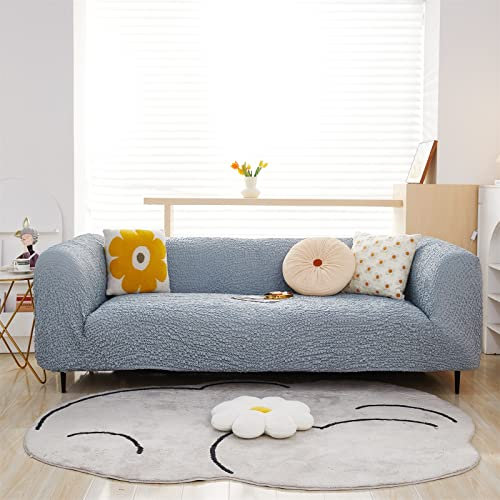 Superweicher Mikrofaser-Sofabezug, waschbarer Schonbezug für 1/2-Sitzer-Sofa, Stretch-Passform, Möbelschutz, moderner Zweisitzer-Schonbezug in Blau