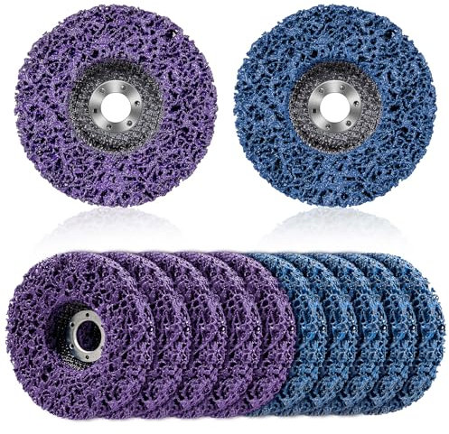 12 Stück CSD Scheibe 115mm Schleifscheiben Reinigungsscheibe Scheinwerfer Polierset Schleifscheibe Grobreinigungsscheibe für Winkelschleifer Metall Stahl Schleifen Polieren(6 blau 6 lila)