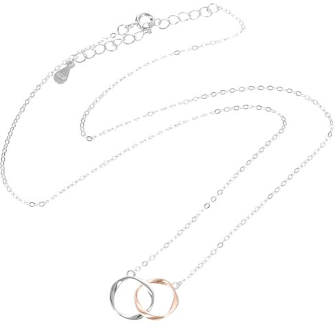 SOIMISS Interlocking Circle Pendant Halskette Mutter Tochter Schmuck Damen Kette Sterling Verstellbar Elegant Geschenk Mom Mama
