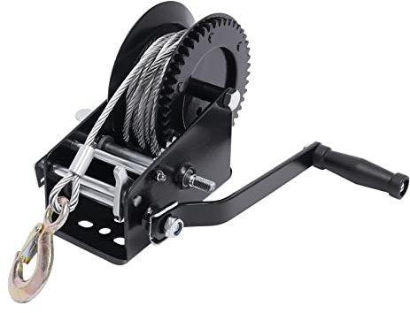 Treuil manuel jusqu'à 2000 kg - Rapport d'engrenage 4:1 8:1 - 192 x 100 x 182 mm - Treuil avec câble métallique de 10 m - Treuil manuel efficace - Treuil forestier