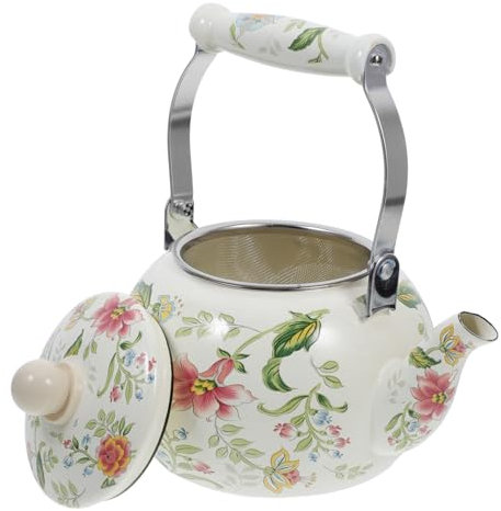 Holibanna Thickened Enamel Kettle Large Capacity Chinese Style Tea Kettle Handle Strainer Coffee