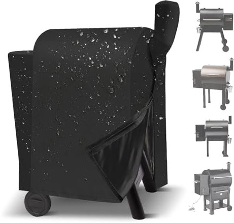 Grill Cover for Traeger Pro 22 & 575 Series with Zipper, 600D Wood Pellet Smoker Cover with Straps, Waterproof Heavy Duty Rip-Proof BBQ Accessory for Traeger Pro 22/575