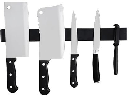 Braozaiw Magnetic Knife Holder,Without-Knifes,Stainless Steel Hanging Knifes Rack,Easy Access and Organizers Storage in Kitchen,Magnetic Knife Holder for Wall (Black, 12inch/30cm)
