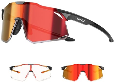 KAPVOE Gafas de Ciclismo Fotocromáticas Hombre Mujer Gafas de Sol Deportivas Transparente MTB Bicicleta Montaña BTT Bici Ciclista K347