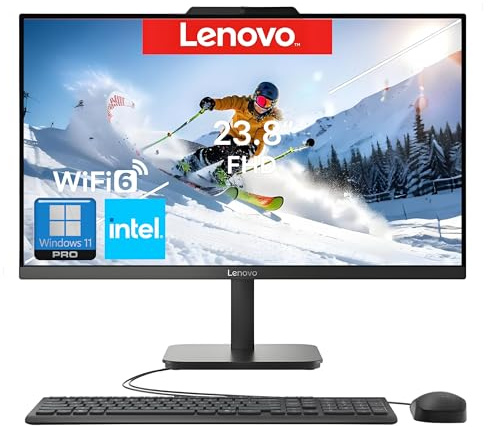 Lenovo 23.8 FHD All-in-One Desktop Computer for Home & Business, Intel N100 (up to 3.4 GHz), 8GB RAM, 256GB SSD, Intel UHD Graphics, RJ45, Bluetooth, Wi-Fi, Keyboard & Mouse, HDMI, Windows 11 Pro