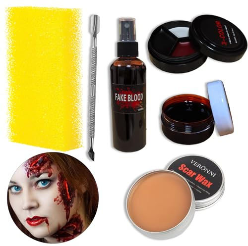 BOOSHMall Halloween Make-up-Set, Halloween Schminke Set, Face Paint, Halloween Waschbar Kunstblut Make-up für Kleidung, Zombie, Vampir Cosplay Theaterschminke & Faschingsschminke