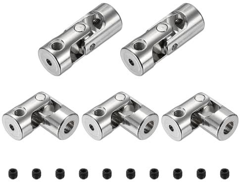 sourcing map 5pcs Universal Joint Shaft Coupling, 2mm to 4mm Inner Dia Rotatable Steering Shaft U Joints Coupler with Screws for RC Car, Robot, Boat Drive Ship Motor Use