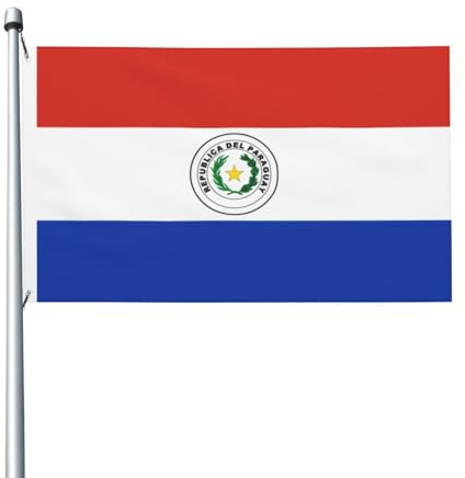 Bandera de Paraguay de 32 x 5 pies de doble cara – Bandera de jardín al aire libre resistente perfecta para decoración de interiores y exteriores