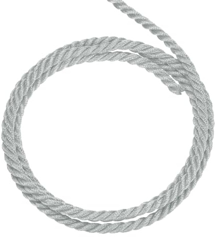 QUARKZMAN Corda Intrecciata in Poliestere 5m, 3.5mm 3 Strati Cordino Decorativo Ritorto Flessibile Brillante per Tenda Artigianato Regalo Borsa Decorazioni Natalizie, Grigio Argento - 5ft