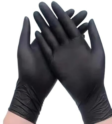 Guanti monouso in nitrile, 20 pezzi, in lattice nero, senza polvere, in gomma butadiene, accessori e strumenti for tatuaggi(M 20pcs)