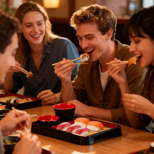 Set di singoli per sushi, da portata con tappetino per sgocciolare, vassoio rettangolare per cena, salse, condimenti, dessert, antipasti, colazione, buffet, picnic, snack, ristorante