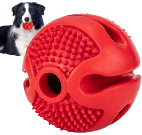 Balle à friandises pour chien - Jouet en caoutchouc pour distribution de nourriture pour animaux de compagnie - Balle interactive pour manger lentement - Pour l'exercice - Soulage le stress en plein