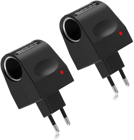 2 Stück 240V Auf 12V 1A Adapter Zigarettenanzünder Steckdose 10W, AC Auf DC Spannungswandler mit EU-Stecker, 12V Netzteil Zigarettenanzünder für Autozubehör GPS Dashcam Fahrrekorder