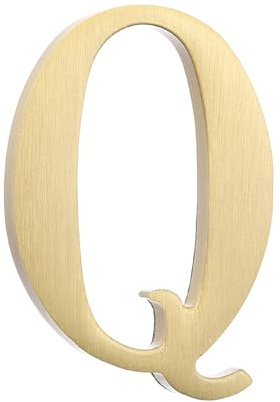 sourcing map 1.8 Inch House Letter, Brass Self-adhesive Mailbox Door Plaque, Brushed Finish Outdoor Address Sign for Office Hotel Apartments, Garden (Letter Q, Gold Tone)