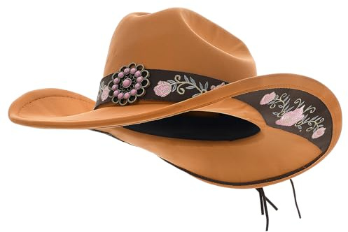 Utensilsto Cowboyhut Damen Herren Breiter Krempe mit breiter Krempe und Stickerei