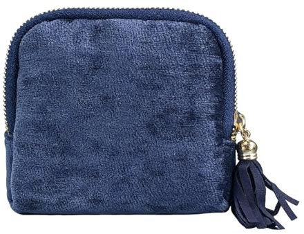 5 Pcs Velvet Jewelry Pouch with Zipper, Necklace Bracelets Ring Organizer | Travel with Multi Compartment Mini Pouch for Beach Business Trips Vacation Weekend Getaways Dorm (Dark blue)