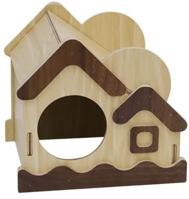 Mäuse-Lebensraum, Holzhütte, niedliche Dekoration, natürliches Hasenhaus-/Hamster-Zubehör, für Rennmäuse, Chinchilla, Frettchen, Igel, Zuckergleiter, Kleintiere, zum Spielen und Schlafen