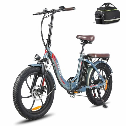 Fafrees F20 PRO Electric Bicycle, 20 * 3.0-inch Women Men Folding Electric Bike, 250W Electric Mountain Bike, 15.5mph, Low-Step Aluminum Alloy Frame, Range 90-120km