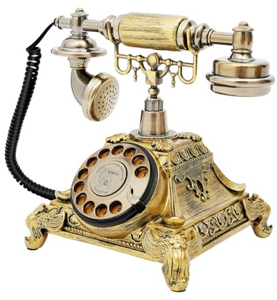 Telefono Retro in Stile Europeo, Telefono Fisso Vintage, Bronzo