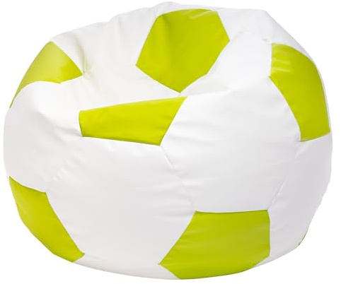 Ecopuf Football Sack M - Durable material pad - Ideal for football fans - Pouf living room - Velvet puff - Pouf bag for gaming chair - 65x45 cm - Apple green E16