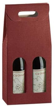5 scatole per 2 bottiglie vino verticali modello bordolese, borgognotta robuste strenne natalizie cartone accoppiato e maniglia esterna cm.18x9x38,5h - 2 bordeaux