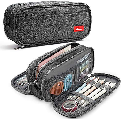 Vnieetsr Federmäppchen Farbe Bleistiftetui Große Aufbewahrung Bleistift Tasche Handheld tragbare Büro Briefpapier Tasche Geeignet für High School College Generation Mädchen Jungen Teen Geschenk(Grau)