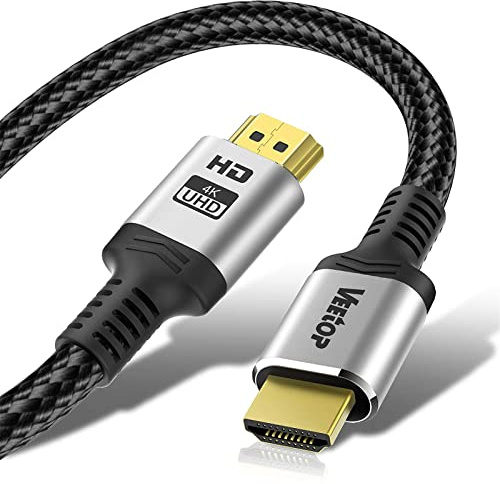 Veetop 4K HDMI Cable 3m, Ultra High Speed HDMI to HDMI 2.0 Cable, 4K@60Hz, 2160P, 1080P, HDR, 3D, ARC, Ethernet, Compatible with TV Monitor Computer Xbox PS5 PS4 Xbox Blu-ray