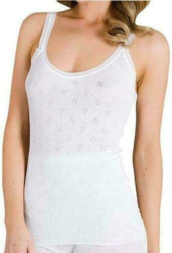 Top Linen (NW) Ltd Ladies Thermal Vest Top - French Neck Spencer Short for Women - Snowdrop Girl Sleeveless Round Neck Vest - Made in UK (French Neck Spencer Short Round Neck White, X Large)