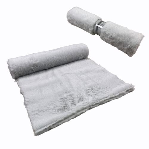 Felloptik Tischläufer 28×200cm Fellband Kunstfell Deko DIY (Hellgrau) | flauschiges Tischband, weiches Fellimitat Dekoband, nahtlos, DIY Winter Deko, saisonale Arrangements, Wohnaccessoire