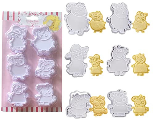 YongHang 6 Stück Ausstechformen Set 3D Ausstecher Kinder Wiederverwendbar Kunststoff Stempel Keksausstecher für Kekse und Brot Tortendeko Kindergeburtstag Party DIY Backen