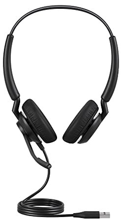 Jabra Engage 40 Auriculares Estéreo con cable, 2 micrófonos, cancelación de ruido, cable USB-A, ultraligero, Para las principales plataformas de comunicaciones unificadas como Zoom y Unify, Negro