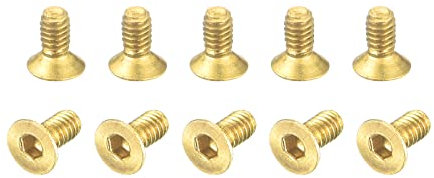 sourcing map 20 Stück Senkkopf-Innensechskantschrauben Flachkopf Kopfschraube M2-0,4x4mm Messing Innensechskantantrieb Schraube
